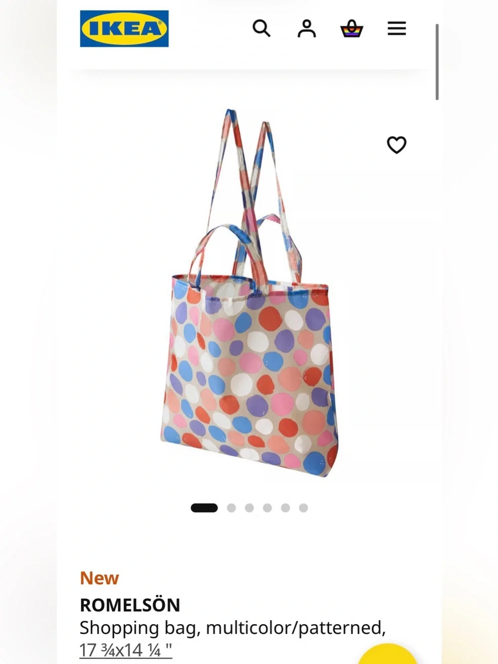 NWT IKEA Foldable Shopping bag- multicolored Balloons 🎈design